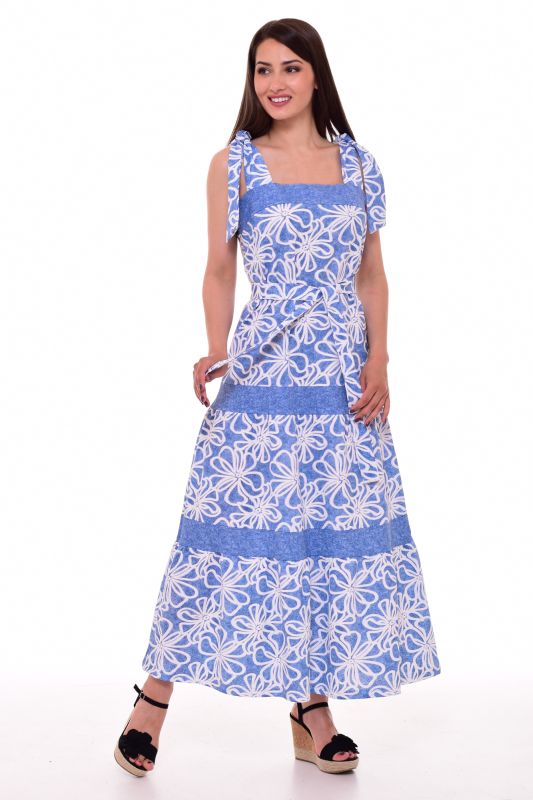 Women's sundress 4-086b (flowers+blue)