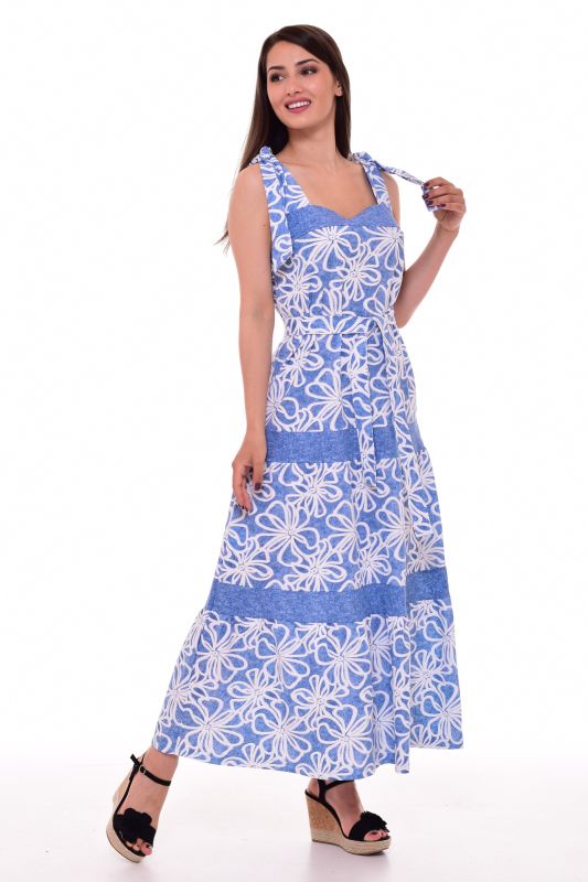 Women's sundress 4-086b (flowers+blue)